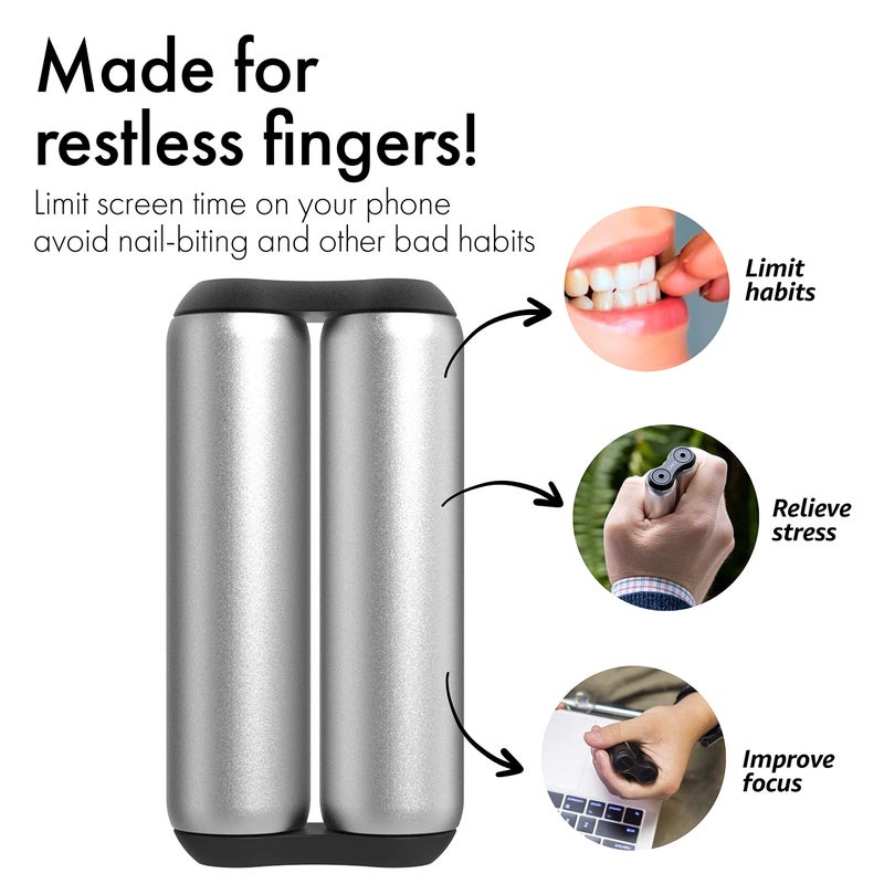 ONO Roller - Handheld Fidget Toy for Adults | Help Relieve Stress, Anxiety, Tension | Promotes Focus, Clarity | Compact, Portable Design (Grey, Full Size - Aluminum) - Image 5